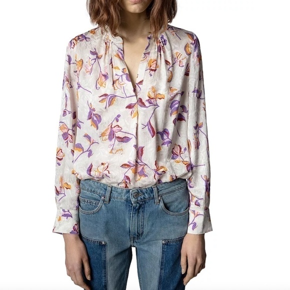Zadig & Voltaire Tink Floral Print Long Sleeve Blouse Top - Picture 2 of 5